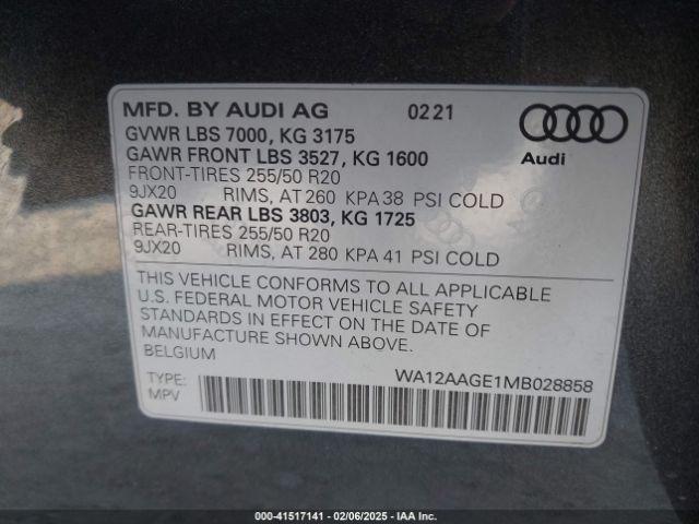 WA12AAGE1MB028858 Audi E-tron Sportback Premium Plus Quattro