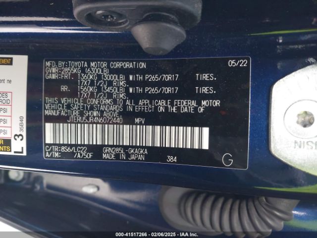 JTERU5JR4N6072440 Toyota 4runner Trd Off Road Premium