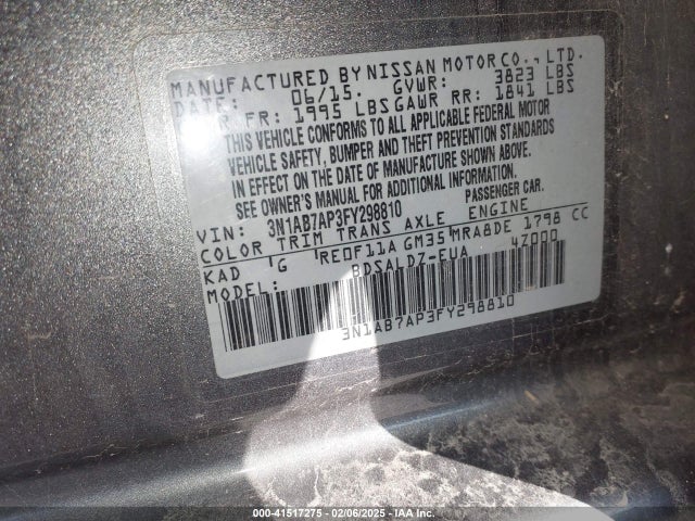 3N1AB7AP3FY298810 Nissan SENTRA SV