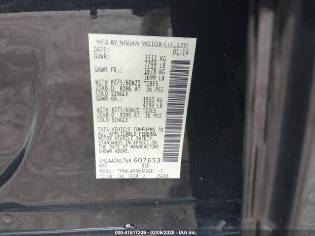 5N1AA0NC7EN607653 Nissan Armada Platinum/sl/sv