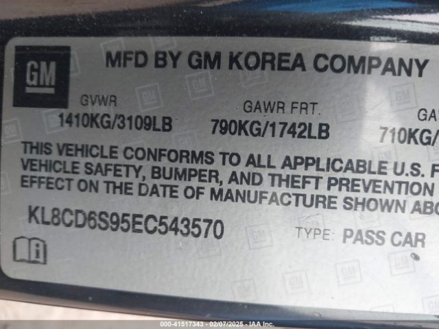 KL8CD6S95EC543570 Chevrolet Spark 1lt Auto