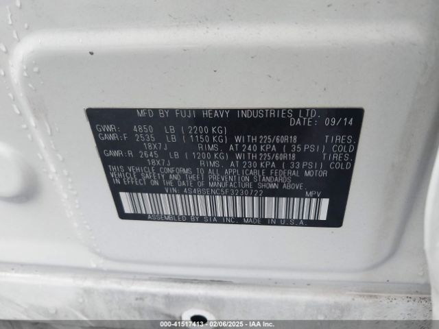 4S4BSENC5F3230722 Subaru Outback 3.6r Limited