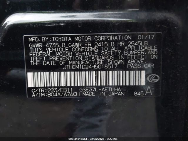 2017 LEXUS IS 300 JTHCM1D24H5018517 Photo 8