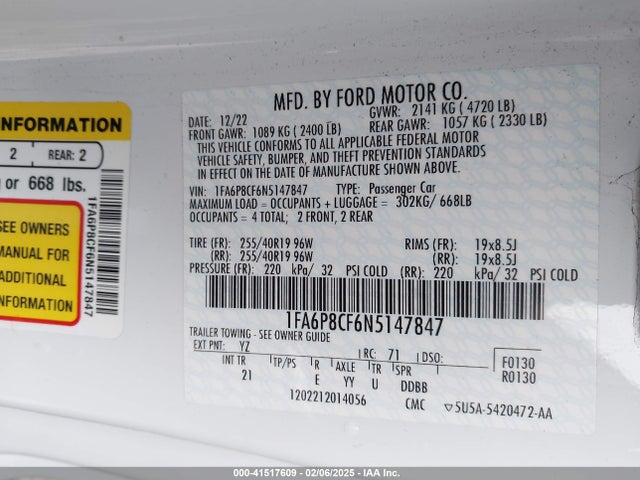 Ford Mustang Gt Fastback 2022 1FA6P8CF6N5147847 Image 9