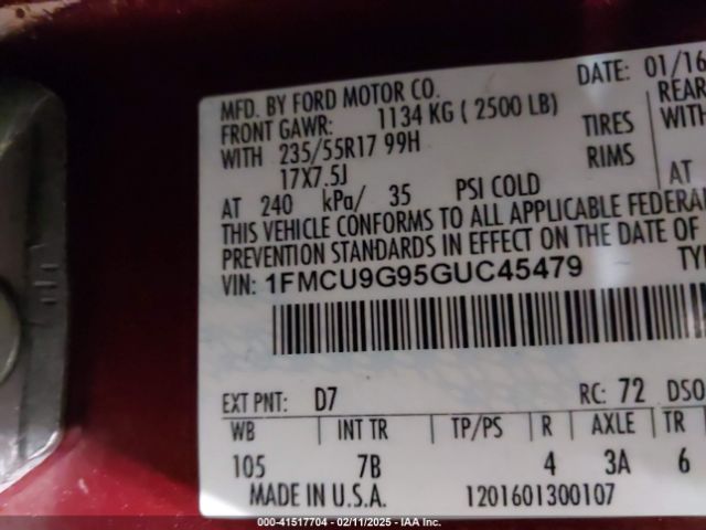 1FMCU9G95GUC45479 Ford ESCAPE SE