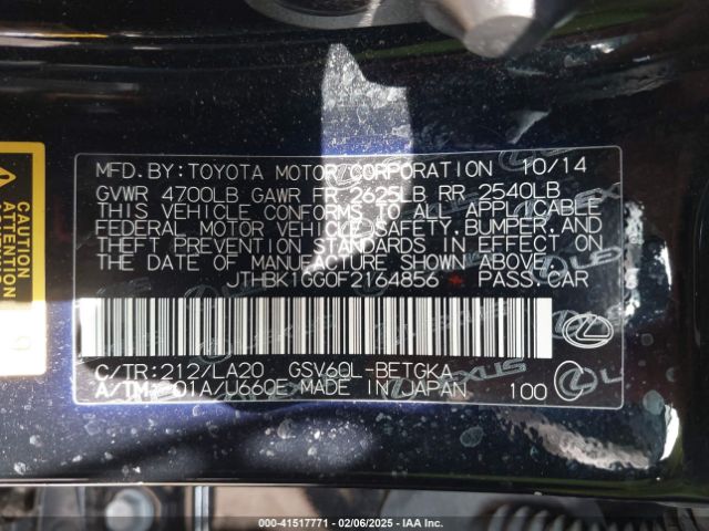 JTHBK1GG0F2164856 Lexus ES 350
