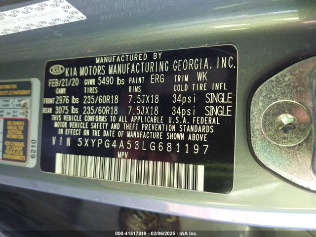 5XYPG4A53LG681197 KIA gdi lambda-ii