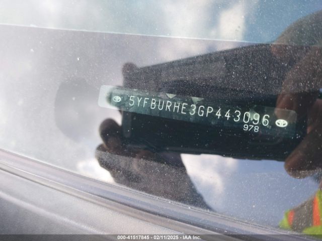 5YFBURHE3GP443096 Toyota Corolla L/le/le Pls/prm/s/s Pls