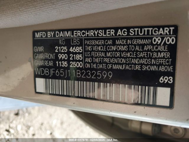 2001 MERCEDES-BENZ E 320 WDBJF65J11B232599 Photo 8