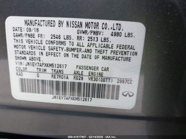 JN1EV7APXKM512617 Infiniti Q50 3.0t Luxe