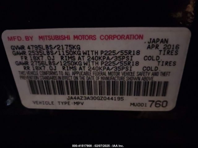 2016 MITSUBISHI OUTLANDER JA4AZ3A30GZ044195 Photo 8