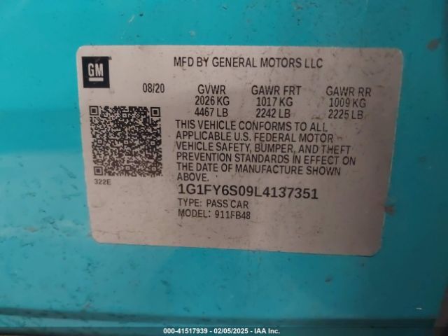 1G1FY6S09L4137351 Chevrolet Bolt Ev Fwd Lt