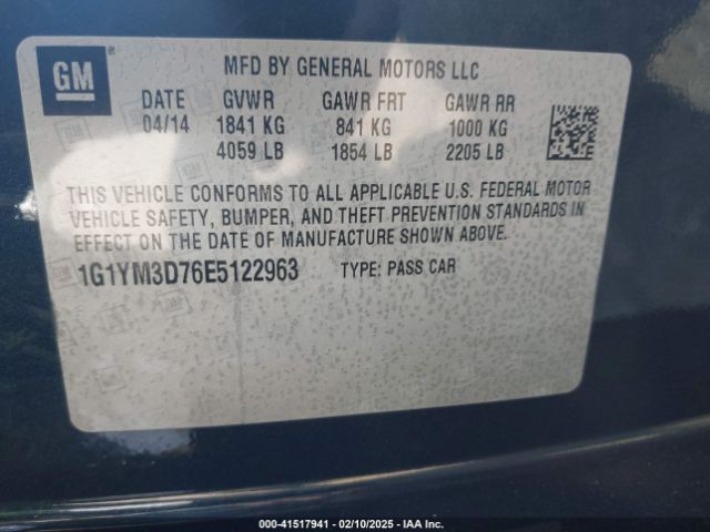 1G1YM3D76E5122963 Chevrolet Corvette Stingray Z51