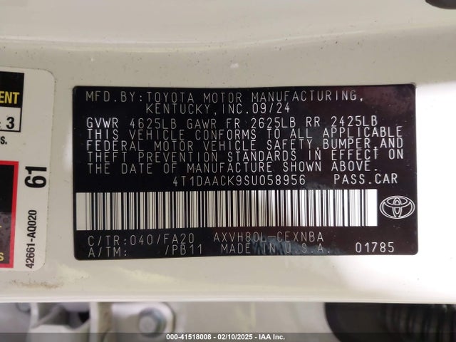 Toyota CAMRY LE 2025 4T1DAACK9SU058956 Image 9