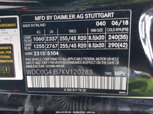 WDC0G4JB7KV120283 Mercedes-Benz m274