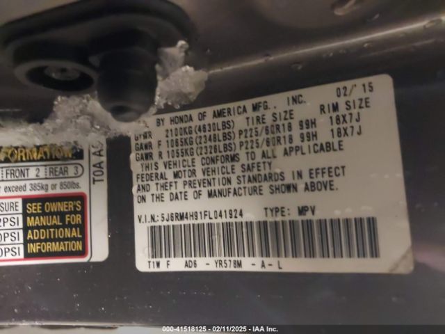 5J6RM4H91FL041924 Honda Cr-v Touring