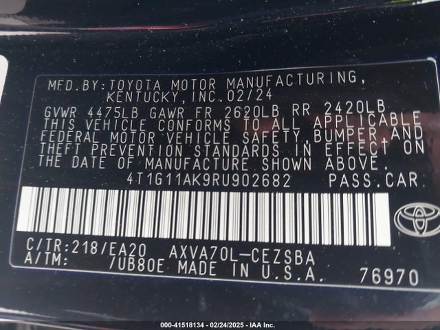 4T1G11AK9RU902682 Toyota CAMRY SE