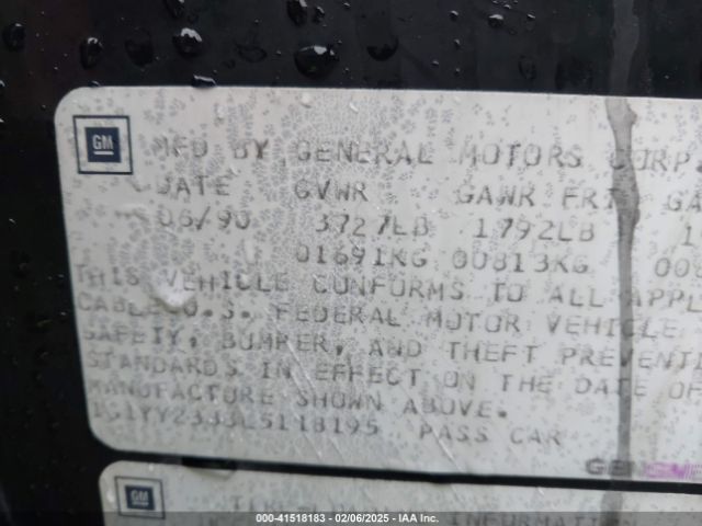 1990 CHEVROLET CORVETTE 1G1YY2383L5118195 Photo 8