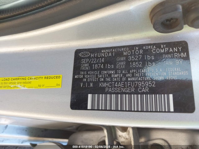 KMHCT4AE1FU795952 Hyundai ACCENT GLS