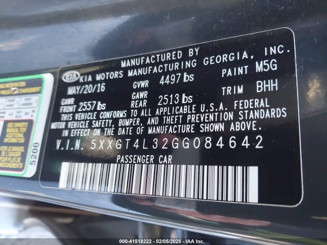 5XXGT4L32GG084642 KIA Optima Lx