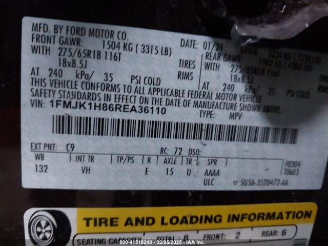 1FMJK1H86REA36110 Ford Expedition Xlt Max
