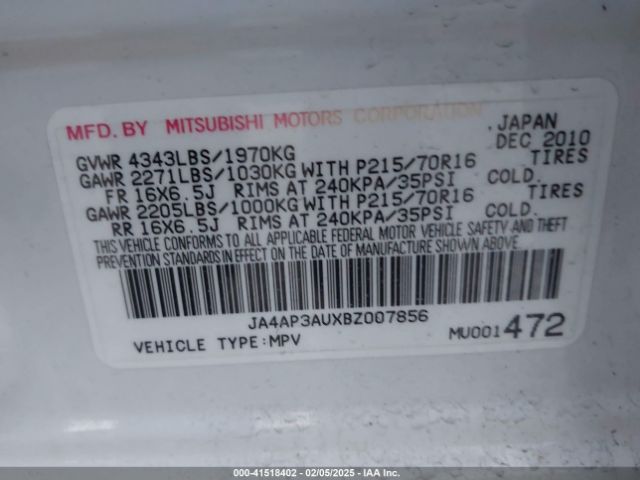 2011 MITSUBISHI OUTLANDER SPORT JA4AP3AUXBZ007856 Photo 8