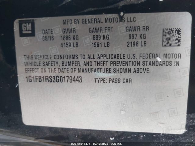 1G1FB1RS3G0179443 Chevrolet Camaro 1lt