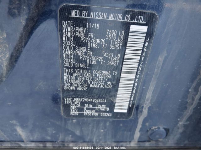 JN8AY2NC4K9582554 Nissan Armada Sl