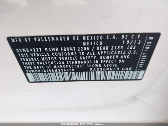 3VWD07AJ5EM238638 Volkswagen Jetta 1.8t Se