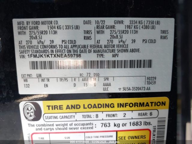 1FMJK1KTXNEA59798 Ford Expedition Limited Max