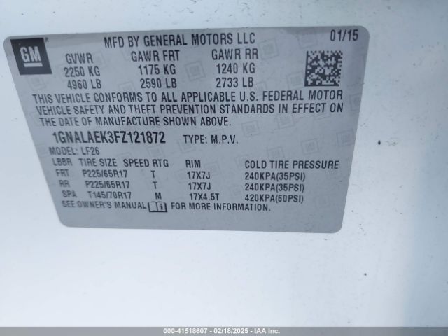 1GNALAEK3FZ121872 Chevrolet EQUINOX LS
