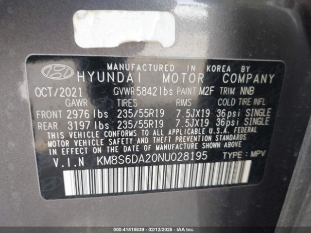 KM8S6DA20NU028195 Hyundai Santa Fe Plug-in Hybrid Sel Convenience