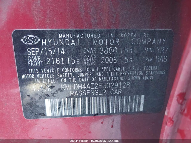 Hyundai ELANTRA SE 2015 KMHDH4AE2FU329128 Image 9