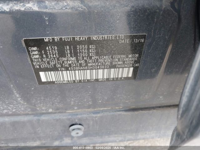 4S3BNAN60H3043633 Subaru Legacy 2.5i Limited