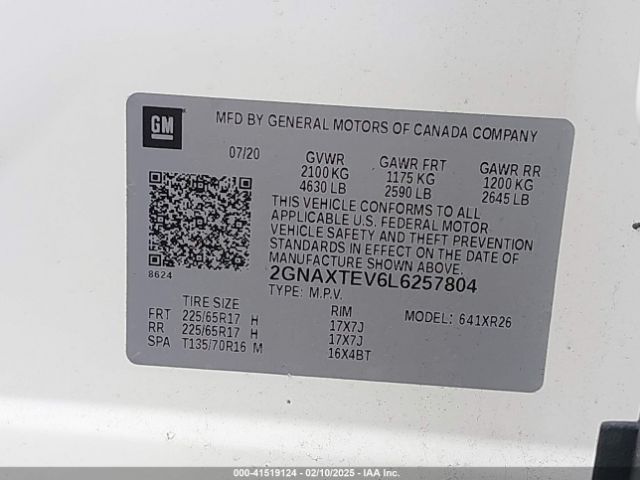2GNAXTEV6L6257804 Chevrolet Equinox Awd 2fl