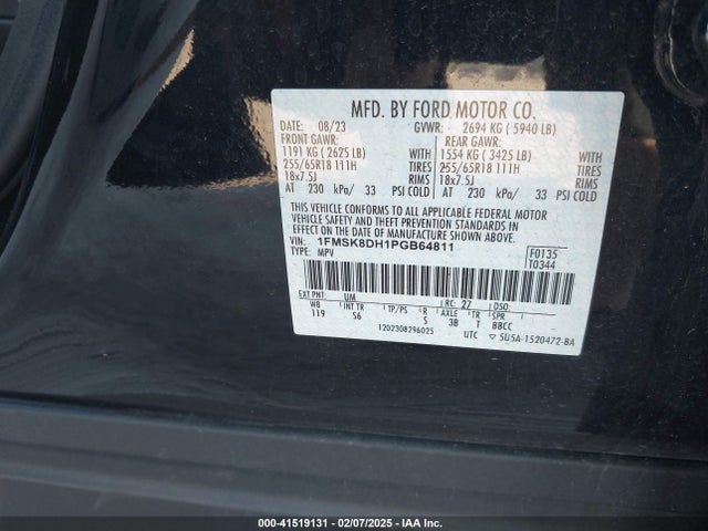 Ford EXPLORER XLT 2023 1FMSK8DH1PGB64811 Image 9
