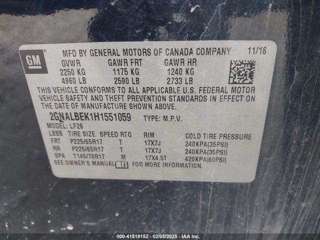 2GNALBEK1H1551059 Chevrolet EQUINOX LS