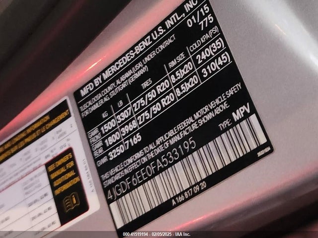 Mercedes-Benz Gl 450 2015 4JGDF6EE0FA533195 Image 9