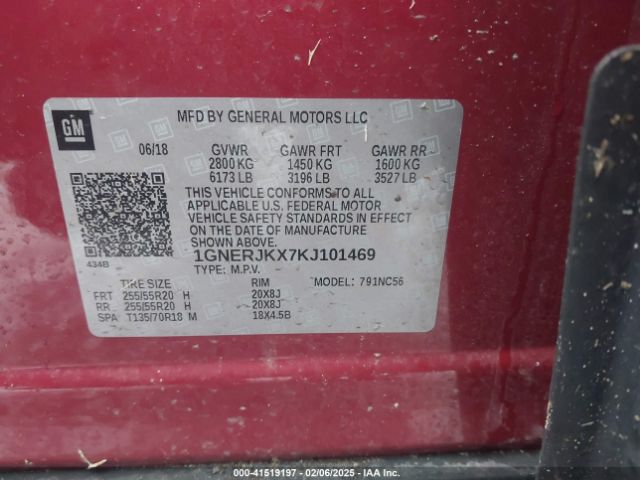 1GNERJKX7KJ101469 Chevrolet Traverse Rs