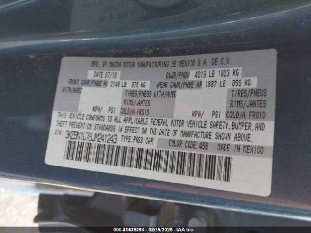 3MZBN1U78JM241243 Mazda Mazda3 Sport