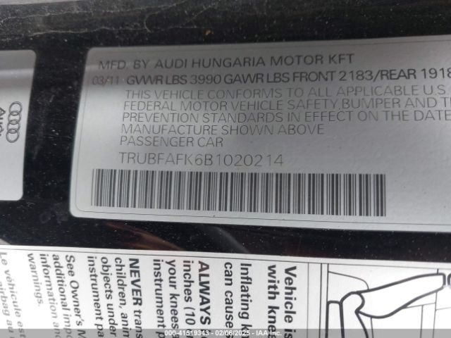 2011 AUDI TT TRUBFAFK6B1020214 Photo 8