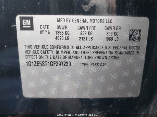 1G1ZE5ST1GF297230 Chevrolet MALIBU 1LT