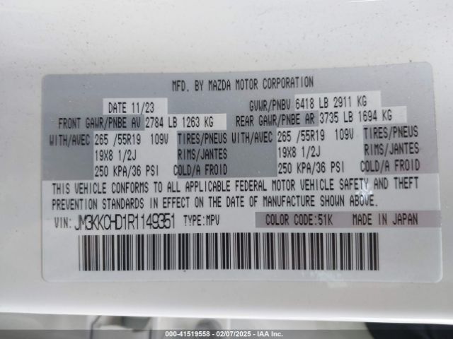 JM3KKCHD1R1149351 Mazda Cx-90 3.3 Turbo Preferred Plus