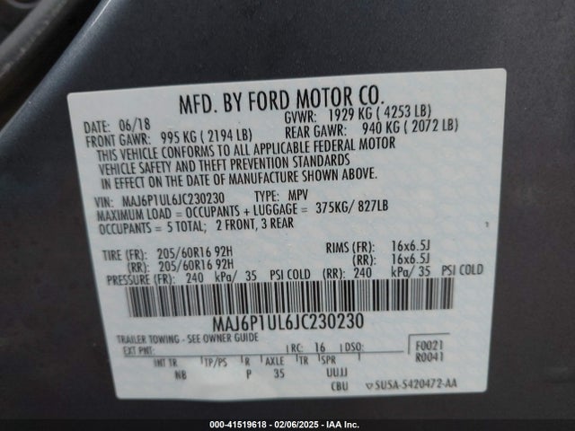 MAJ6P1UL6JC230230 Ford Ecosport Se