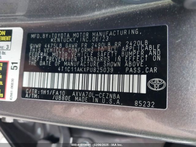 4T1C11AKXPU825039 Toyota CAMRY LE