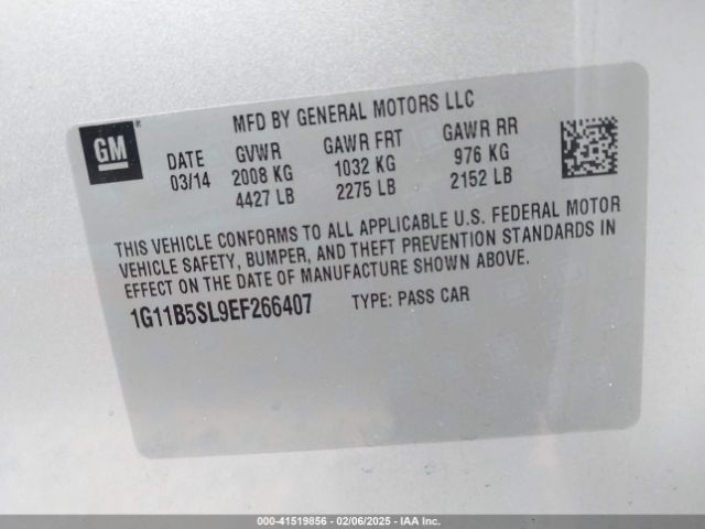 1G11B5SL9EF266407 Chevrolet Malibu 1ls