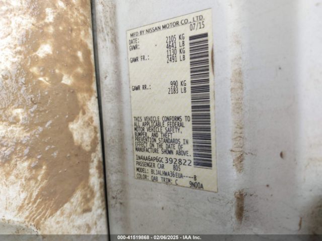 1N4AA6AP6GC392822 Nissan Maxima 3.5 Platinum