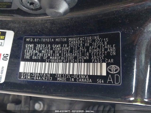 Toyota COROLLA LE 2015 2T1BURHE4FC361019 Image 9
