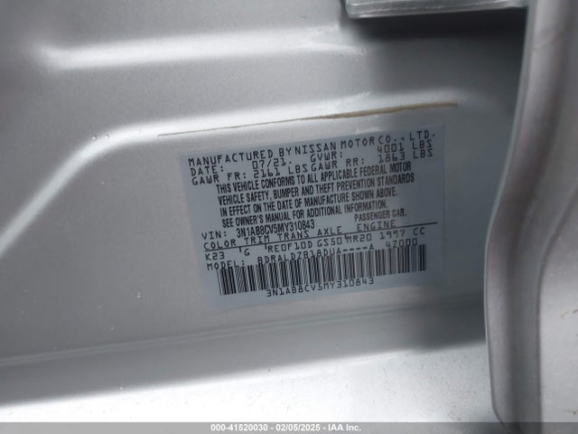 3N1AB8CV5MY310843 Nissan Sentra Sv Xtronic Cvt
