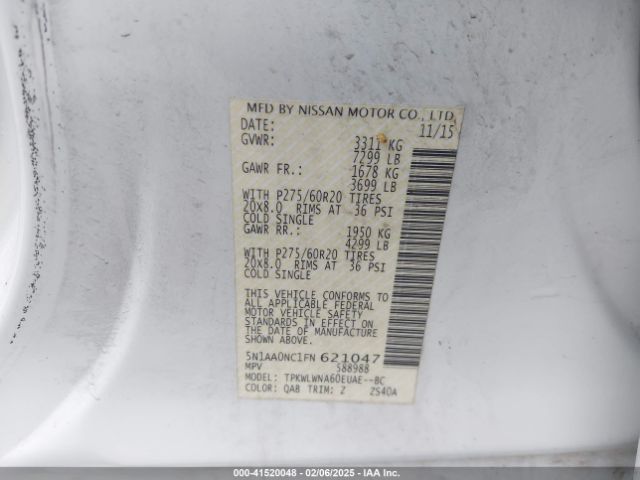 5N1AA0NC1FN621047 Nissan Armada Platinum